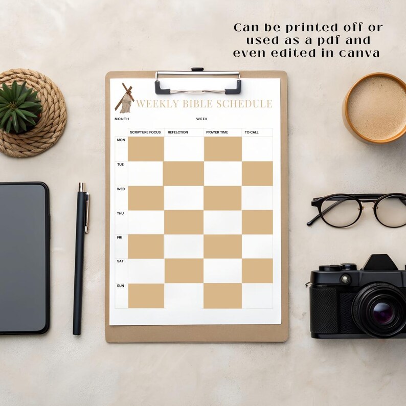 Grid Scripture Journal Editable Bible Study Planner | Scripture & Faith Schedule | Minimal ...