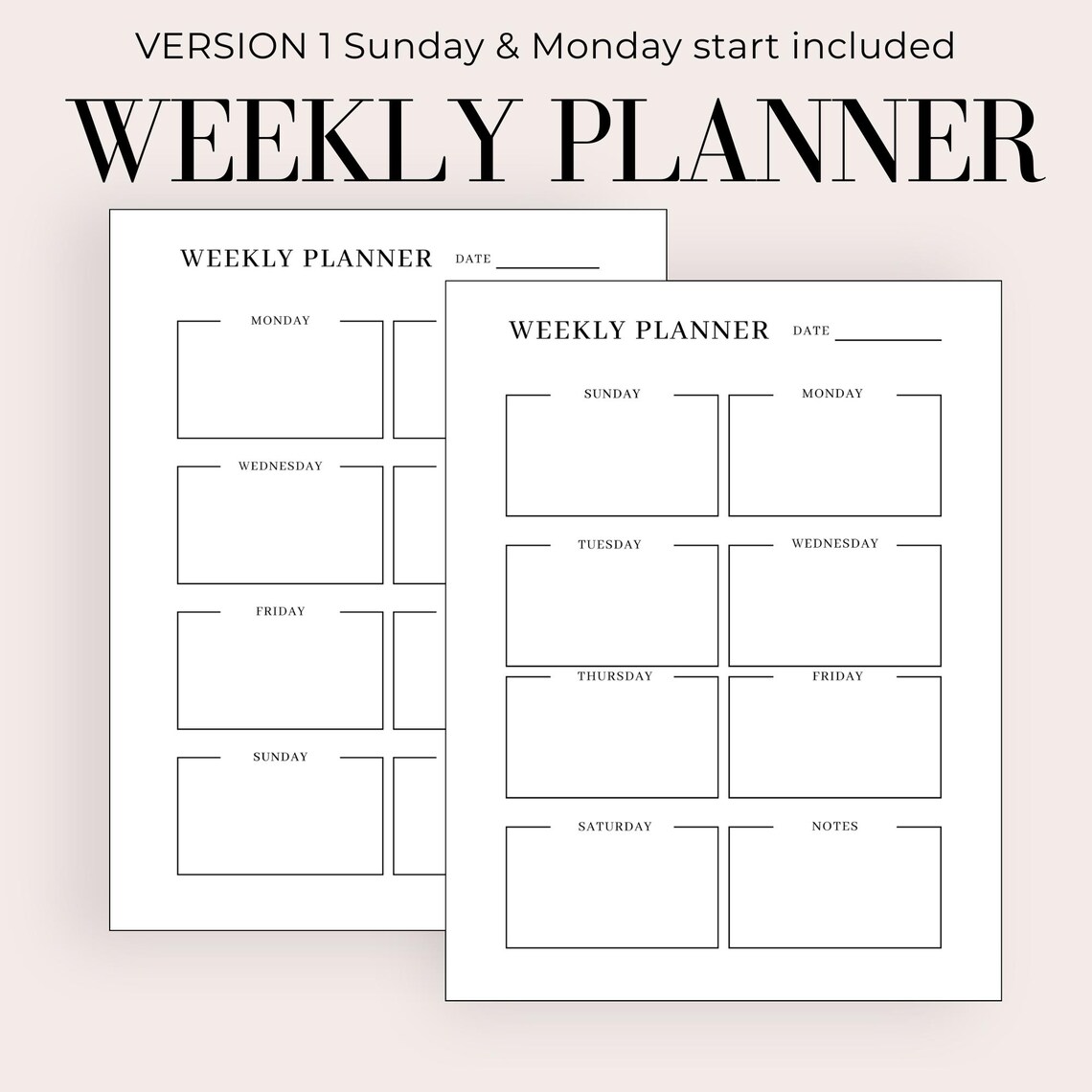 Printable & Fillable Weekly Planner Printable PDF – Minimal Undated ...