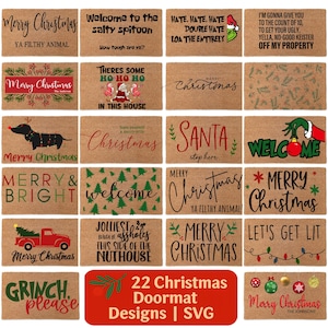 Christmas Cricut SVG Door Mat Bundle |Cut Files for Cricut & Silhouette | Craft Designs for DIY Projects, T-Shirts, Decals, Sublimation