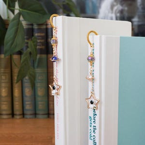 Star and Astronaut Metal Hook Charm Bookmark - Space Theme Accessory