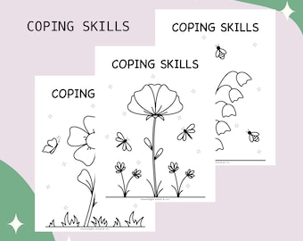 Coping Skills Flower Activity Bundle, Counseling Worksheets (PDF)