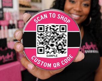 Custom QR Code Button Pin, Personalized Business Badge, Scan to Shop Book Menu, Birthday Bride Payment Event Pin