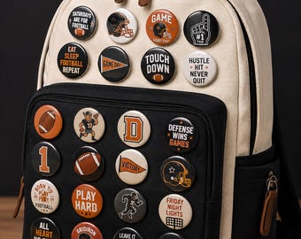 Football Game Day Buttons (6 Pack Pin Buttons) , Personalized Badges, Design Your Own, 2.25" & 3"