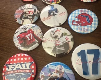 College Football Game Day Buttons (6 Pack Pin Buttons) , Personalized Badges, Design Your Own, 2.25" & 3"