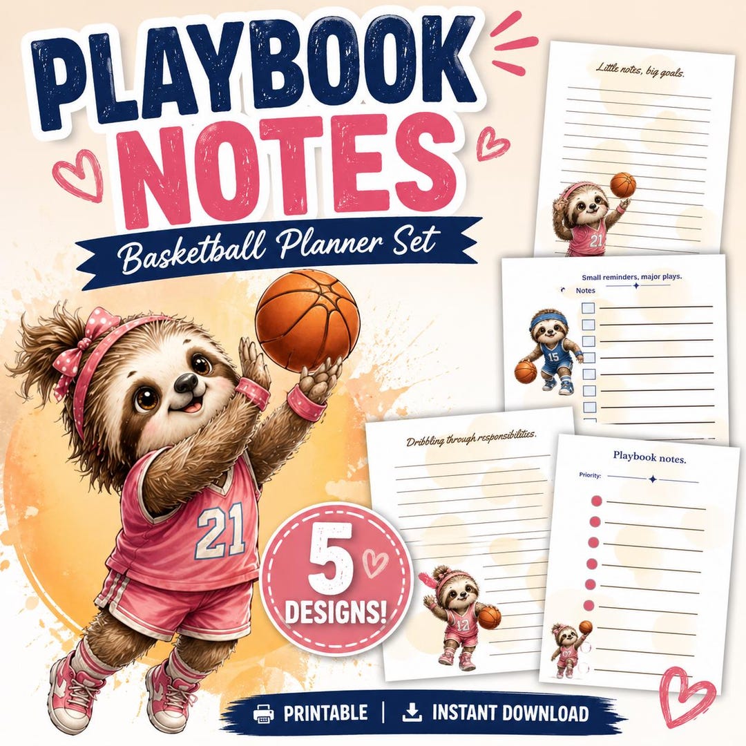 Basketball Printable Playbook Notes | Cute Sports Stationery | to Do ...