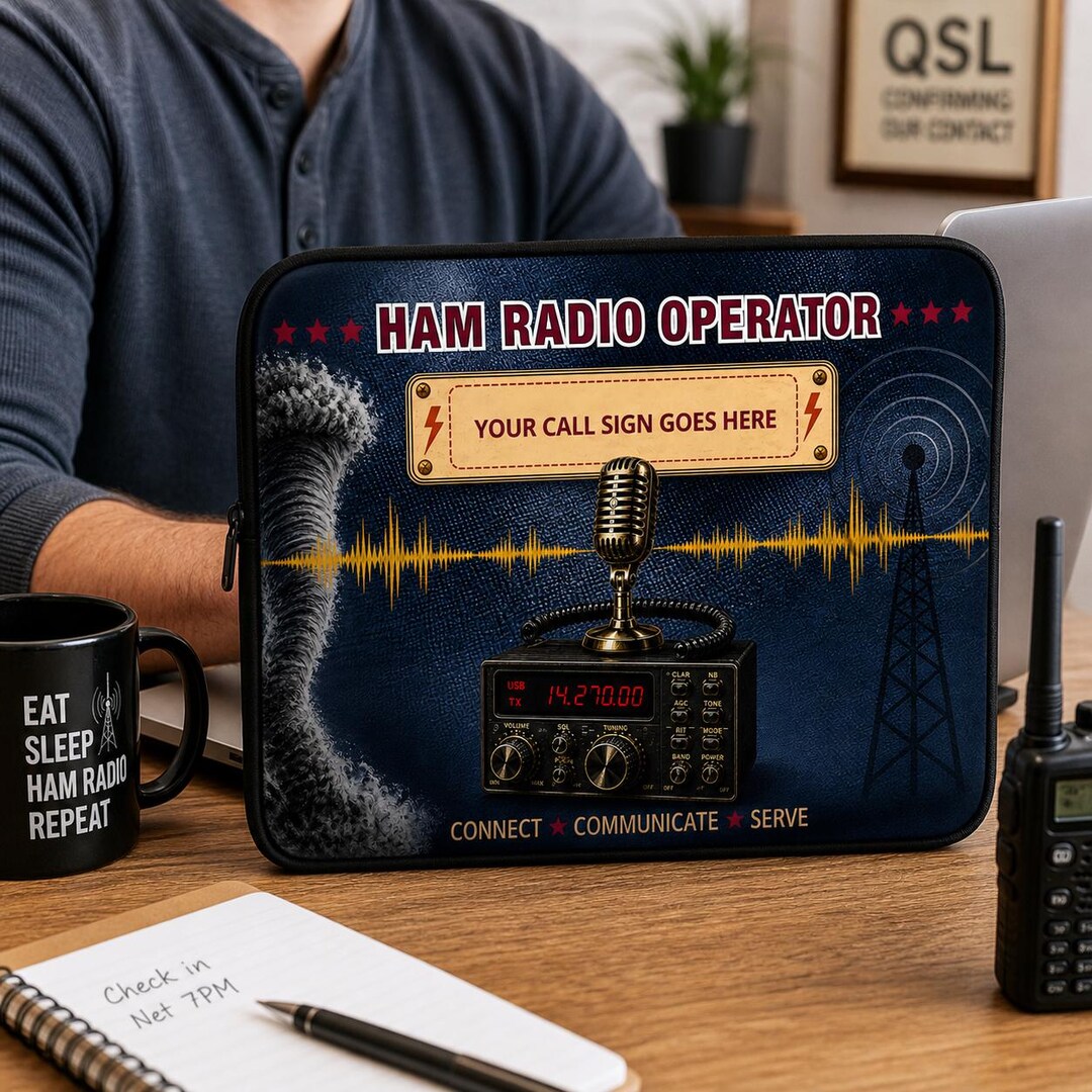 Personalized Ham Radio Call Sign Laptop Sleeve| Amateur Radio Operator ...