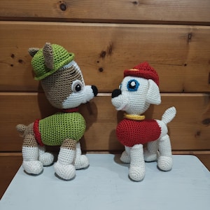 Lotto di 2 peluche all'uncinetto di Paw Patrol da 25 cm: Tracker e Marshall D42