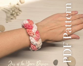 Patrón de pulsera de ganchillo para principiantes en PDF, regalo para el Día de la Madre, fácil de hacer tú misma. Joyería a juego para madre e hija.