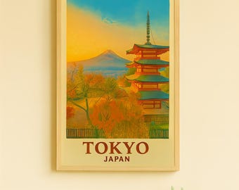 Tokyo Japan Travel Poster Digital Download | Vintage City Wall Art Print | Japan Home Decor Printable