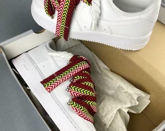 Embroidered Nike Air Force 1 Sneakers, Custom Rose Shoes, Handwoven Laces, Streetwear Style