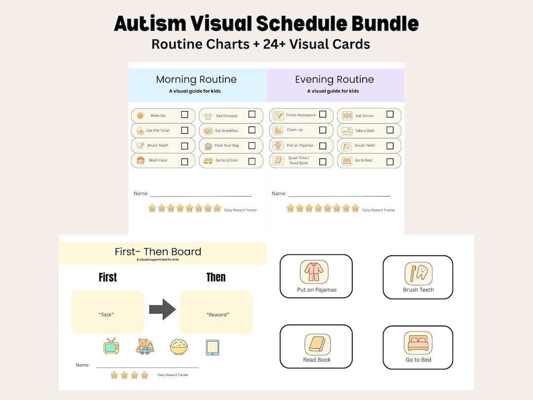 Autism Visual Schedule Bundle | Morning Evening Routine Charts ...