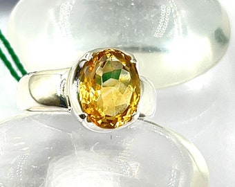 Citrine Quartz Ring in  Solid 92.5 Sterling Silver Size Us 8