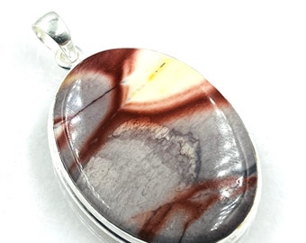 92.5 Sterling Silver Natural  Designer Australian Mookaite Gemstone Pendent 30x38MM -15Gram Direct From Factory