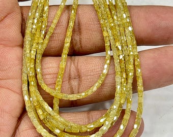 Natural yellow Diamond Beads Strand  Pipe Shape Beads 17 inches 2-2.5MM