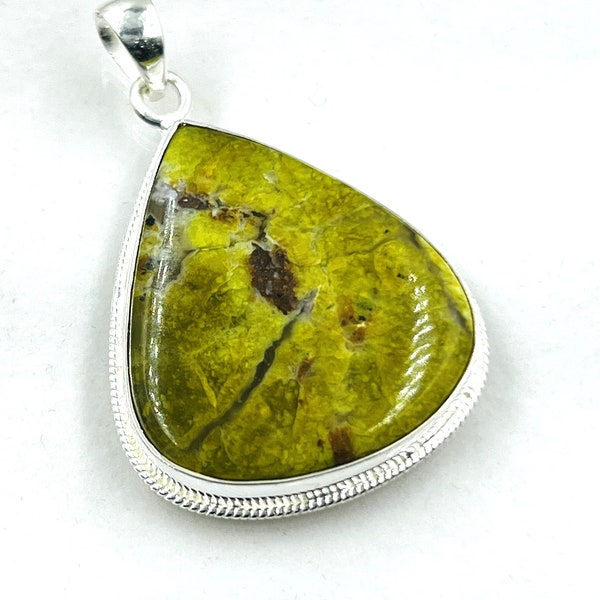 92,5 Sterling Silber Natürlicher Grüner Opal Edelstein Anhänger 32x34 MM -13Gramm Direkt ab Werk