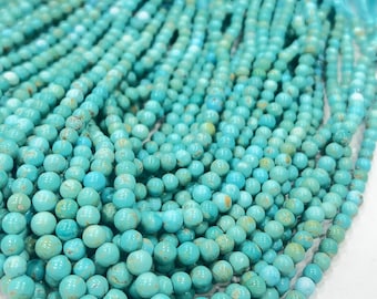 AAA Kingman Turquoise Beads – Smooth Round Natural Gemstone Jewelry Supplies