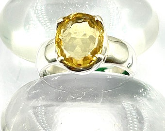 Citrine Quartz Ring in  Solid 92.5 Sterling Silver Size Us 8