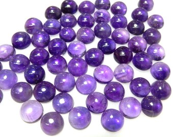 Amethyst Gemstone  Cabochon 100 Pc  AAA Quality 10MM Round 100% Natural Deep Purple  Wholesale PriceFree Shipping