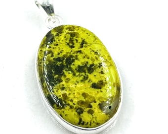 92.5 Sterling Silver Natural  Green Opal Gemstone Pendent 24x34MM -10Gram Direct From Factory
