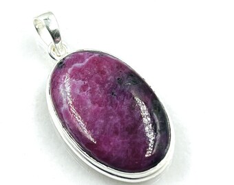 92.5 Sterling Silver Natural Red African Ruby Gemstone Pendent 22x33MM -13Gram Direct From Factory