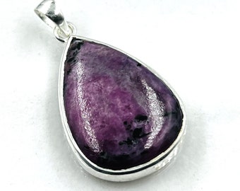 92.5 Sterling Silver Natural Red African Ruby Gemstone Pendent 24x34MM -14Gram Direct From Factory