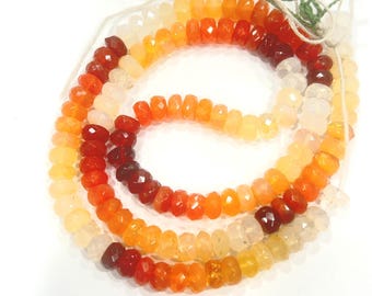 Natural Mexican Fire Opal Faceted Rondelle Beads, 5.5mm Orange Gemstone Jewelry Making Supplies