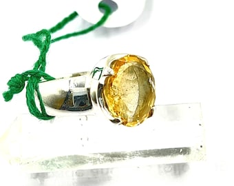 Citrine Quartz Ring in  Solid 92.5 Sterling Silver Size Us 8