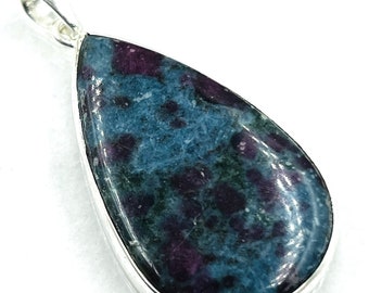 92.5 Sterling Silver Natural  Designer Ruby Kyanite Gemstone Pendent 25x40MM -19Gram Direct From Factory