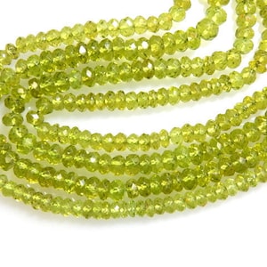 Natural Peridot Loose Gemstone Rondelle Beads for Jewelry Making, 5MM 14&quot; AAA Quality, 100% Natural & Wholesale