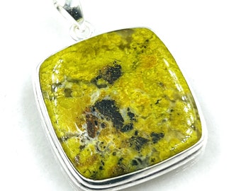 92.5 Sterling Silver Natural  Green Opal Gemstone Pendent 31x33MM -13 Gram Direct From Factory