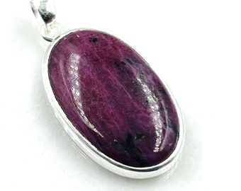 92.5 Sterling Silver Natural Red African Ruby Gemstone Pendent 22x36MM -16Gram Direct From Factory