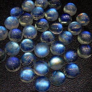 Natürliche Blue Fire Regenbogen Mondstein Cabochon, Edelstein CabochonGut für Ring, Mondstein Edelstein ForSchmuckherstellung Größe 10 x 10 MM Rund Bild 4