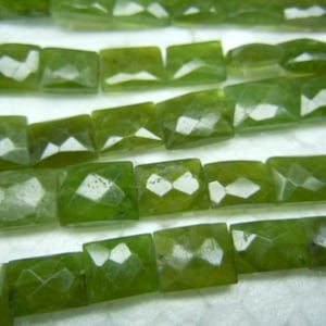 Green Natural VessoniteLoose Beads faceted Rectangle Shape Gemstone Size 7 inches Strands