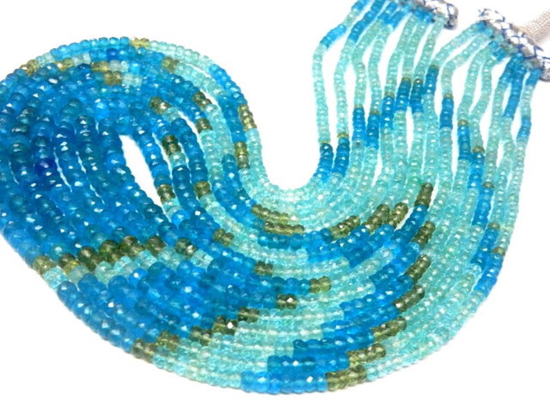 Apatite-Beads Super Top Quality Multi-Color Apatite Faceted Rondelle Beads Full Necklace 6 Strands 534Ct Size 4-5MM Wholesale Price