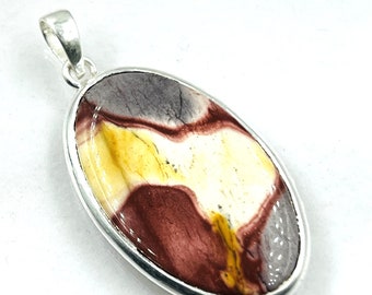 92.5 Sterling Silver Natural  Designer Australian Mookaite Gemstone Pendent 25x40MM -11Gram Direct From Factory