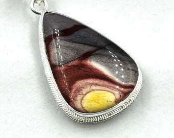 92.5 Sterling Silver Natural  Designer Australian Mookaite Gemstone Pendent 24x38MM -12Gram Direct From Factory