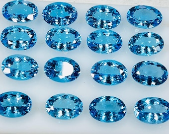 Topazio blu svizzero naturale ovale – 10 x 14 mm, azzurro cielo sfaccettato, ideale per la creazione di gioielli (pietra per anello)