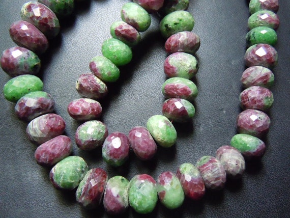 Jewelry Supply Ruby in Zoisite 5 x 4mm Faceted Rondelle Bead Semi Precious Gemstone Beading Supply