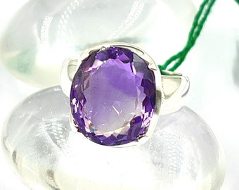 Pink Amethyst Quartz Ring in  Solid 92.5 Sterling Silver Size Us 8