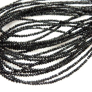 Natural Black Diamond Beads Faceted Rondelle AAA 3MM 15" Strand for Jewelry Making
