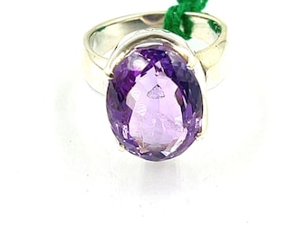 Pink Amethyst Quartz Ring in  Solid 92.5 Sterling Silver Size Us 8