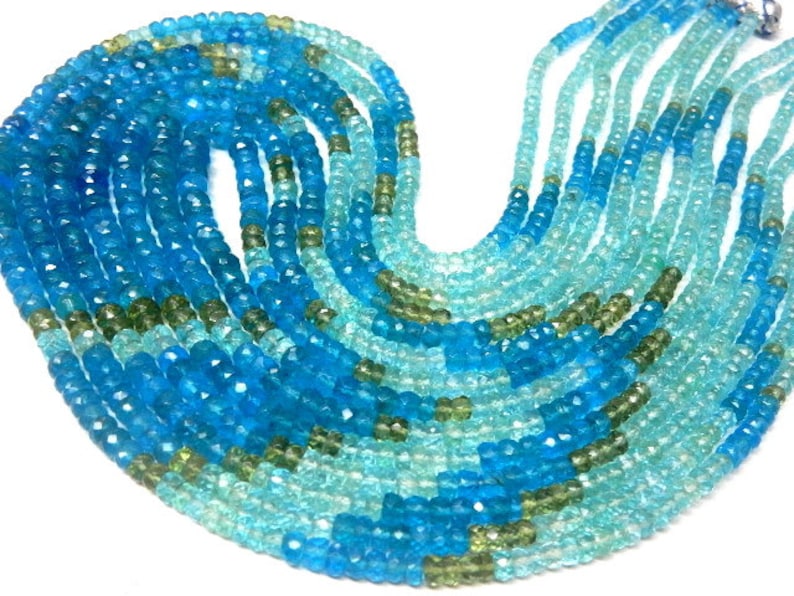 Apatite-Beads Super Top Quality Multi-Color Apatite Faceted Rondelle Beads Full Necklace 6 Strands 534Ct Size 4-5MM Wholesale Price