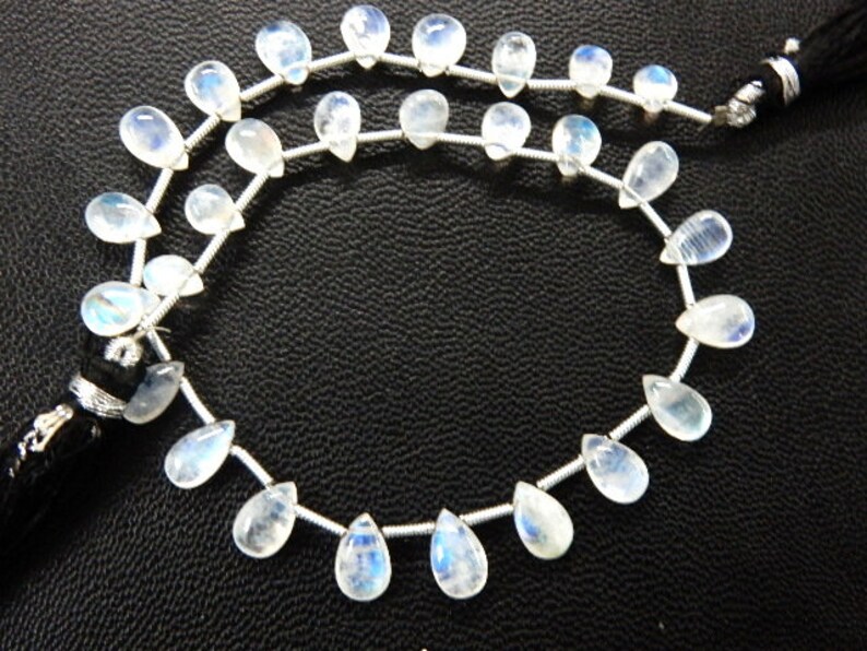 -28 Beads Rainbow-Moonstone Rainbow Moonstone Drops Smooth Beads AA