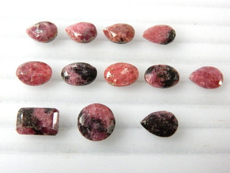 Natural Rhdonite Loose Gemstone Cut Stone.12Pc Rhodonite ...