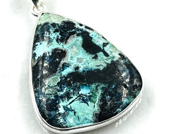 92.5 Sterling Silver Natural  Designer Azurite Gemstone Pendent 32x40MM -15Gram Direct From Factory