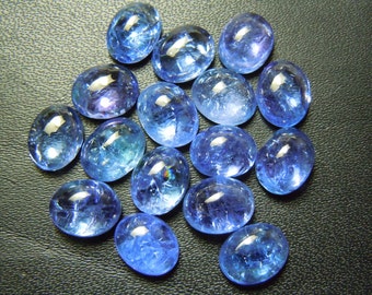 Tanzanit Cabochon Ädelstenar, 7 x 9 mm Ovala Djupblå, Smyckestillverkningstillbehör (10 st)
