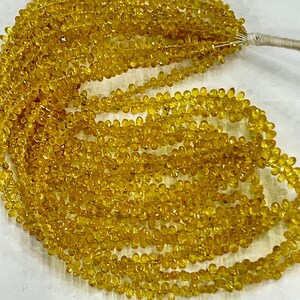 Yellow Sapphire Faceted Drops Shape Beads   Yellow Sapphire Beads  Sapphire Side cut Drops  Songia Sapphire Beads Wholesale Beads