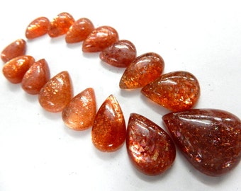 AAA Naturlig Solsten Lös Cabochon Päronformad 7x11-15 x 22 MM Ca 80 karat 15-delars Smyckestillverkning