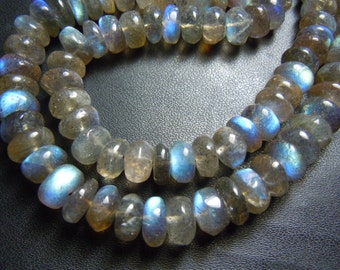 AAA Labradorite Beads: Natural Blue Fire Gemstone Rondelles
