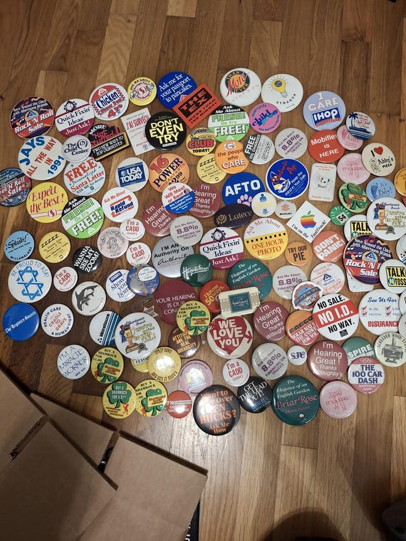 Vintage Button Pin Collection Random Assorted Pin… - image 1